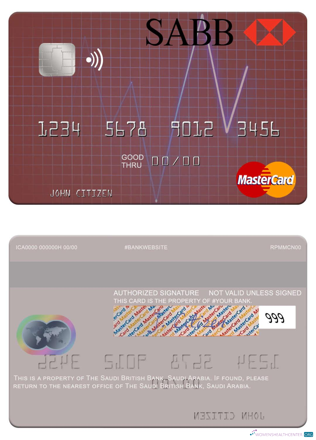 Download Saudi Arabia The Saudi British Bank mastercard Photoshop template